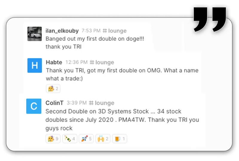 Members sharing their first doubles on trades